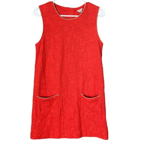 Fossil Sleeveless Textured Shift Dress Front Pockets Orange Size Small - Picture 1 of 8